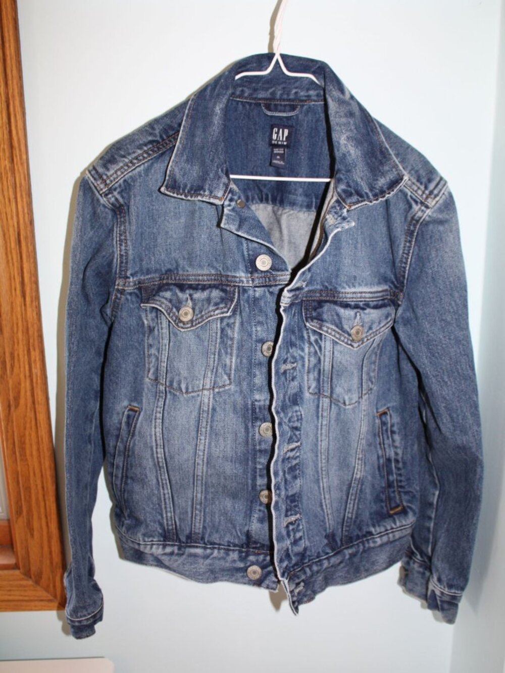 GAP ICON DENIM Size XL 12 Blue Stonewashed Biker Trucker Western Jeans Jacket